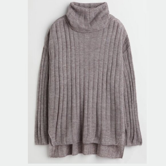 H&M Sweater Womens Oversized Rib Knit Wool Turtleneck Wool-Blend Size Small - Picture 1 of 16
